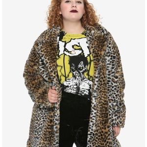 Hot topic leopard print faux fur jacket